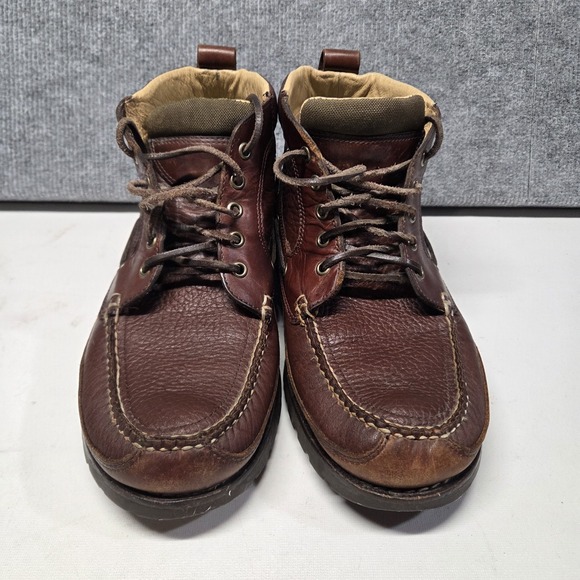 Ll Bean Mens 11D Brown Leather Moc Toe Chukka Boots Handsewn Camp Ankle Shoes main image 8